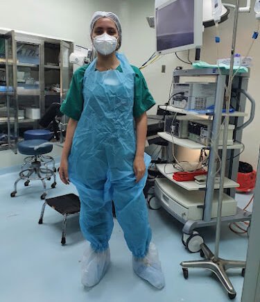 Doctor Carla Donado surgical gown